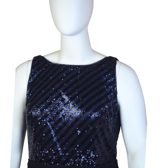 Lauren Ralph Lauren Black & Blue Sequin Bodice Full Length Gown - Size 16 HOT! - Picture 3 of 9